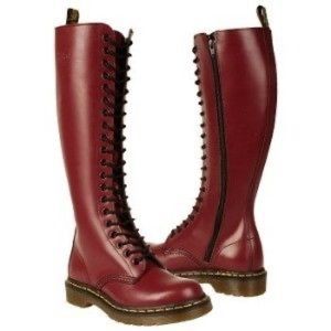 knee high maroon doc martens